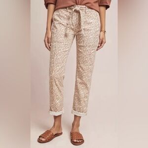 ANTHROPOLOGIE The Wanderer Utility Casual Pants in Leopard Print Size 28 Linen